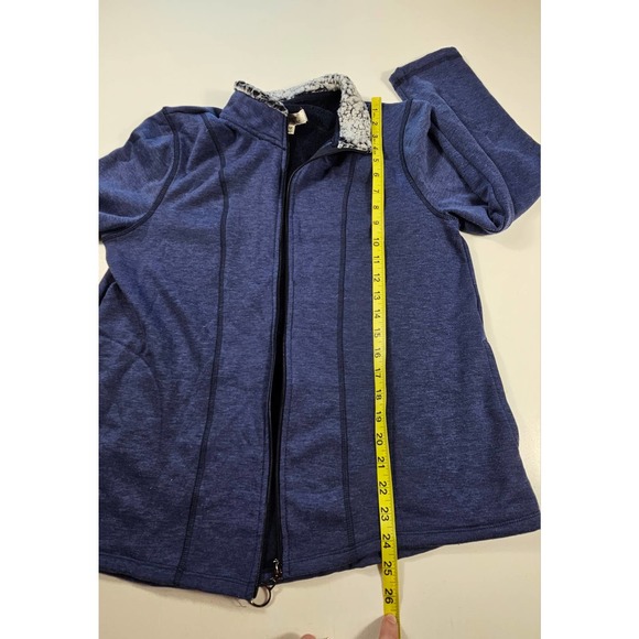 Cuddl Duds Lounge Jacket Medium Blue Zip Up Faux Fur Lined Mock Neck warm - Picture 8 of 8